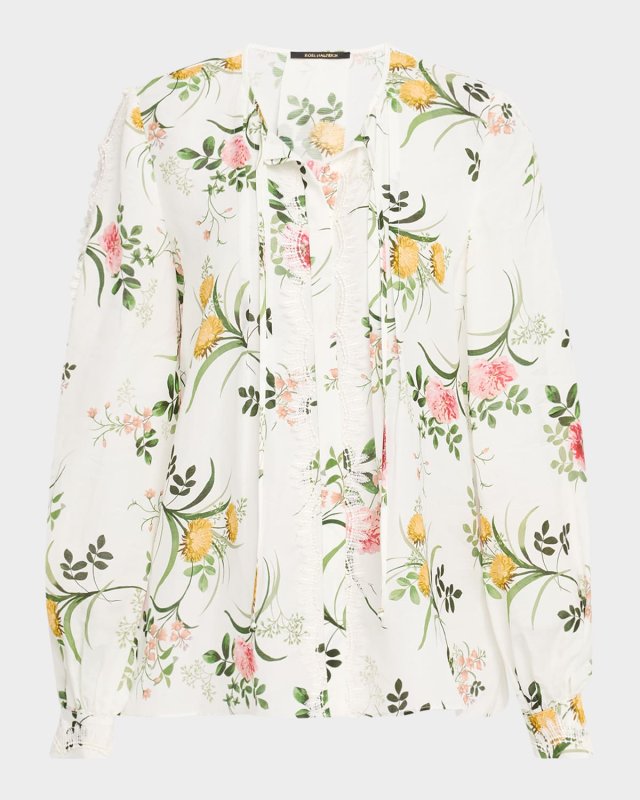 Ren Floral-Print Cutout Blous